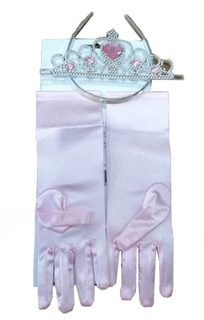 Sada princezna rukavice s korunkou - růžová