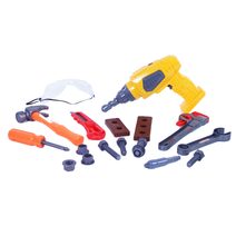 Vrtačka aku dětská červená 21cm na baterie set se 2 extra vrtáky v krabici