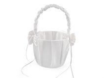 Svatební saténový košíček pro družičky, s perlami