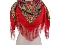 Šátek folklórní květy a třásněmi 105x105 cm