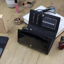 GROSSO Kožená dámská peněženka RFID smaragdově zelená v dárkové krabičce