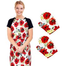 Kuchyňská zástěra+chňapka 2ks BERTA Červená,Bílá,Zelená 1750/612