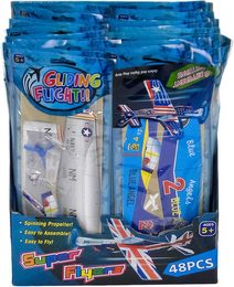 Letadlo bojové s vrtulí 19cm házecí polystyrenové k sestavení 8 druhů v sáčku