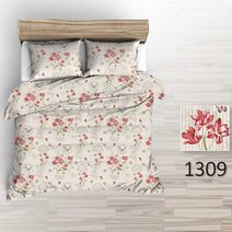 Povlečení hladká bavlna LUX - Květy s motýlky 140x200+70x90 cm
