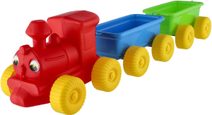 Vláček barevný 60cm baby mašinka s očima + 2 vagónky plast