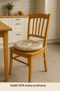Sedák DITA kulatý prošívaný - průměr 40 cm větvičky na režné - béžová