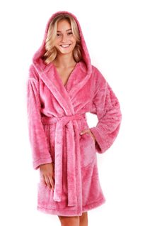 Krátký župan s kapucí Lilly extra one size světle růžový 33 20 3352