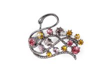 Brož s broušenými kamínky labuť