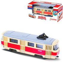 Tramvaj kovová mini 8,5cm retro volný chod český design v krabičce