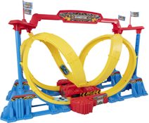 Autodráha sjezdová poschoďová 33x38cm set s 8 autíčky plast