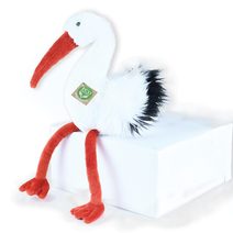 Plyšový pták čáp sedící 23 cm