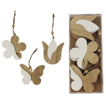 Dřevěné jarní dekorace 6 ks D1435 - 7,5 - 8,5 x 0,5 x 8 - 9 cm