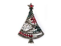 Brož s broušenými kamínky vánoční stromek