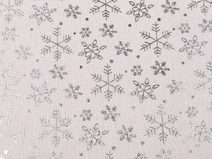 Vánoční bavlněná - imitace lnu sněhové vločky metalické METRÁŽ
