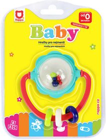 Chrastítko baby kruh 9cm transparentní s kuličkami set 2ks pro miminko