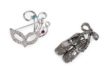 Brož s broušenými kamínky maska, baletní špičky