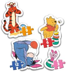 CLEMENTONI Moje první tvarované puzzle Medvídek Pú baby skládačka 4v1