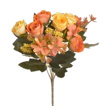 Kytice růžiček s listy - žlutá skořicová