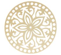 Dno - víko překližkové Natur kruh s květy 15 cm průměr / otvory 6 mm
