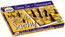 Šachy dřevěné figurky společenská hra v krabici 37x22x4cm