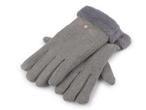 Dívčí rukavice s kožešinou zateplené, dotykové