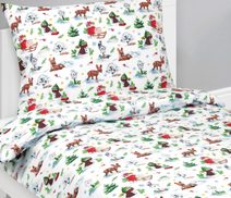 Vánoční povlečení 140x200, 70x90cm VLOČKY červenošedé