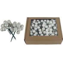 Skleněné baňky na drátku perleťové, pr. 2cm, S0570-26/BOX 144 ks - 2 cm