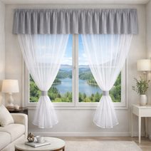 Voálový set s kanýrem Rongo 2x 180x150 cm + kanýr 40x300 cm šedá