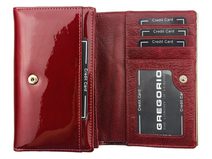 Červená lakovaná dámská kožená peněženka v dárkové krabičce