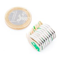 Neodymový magnet kotouč Ø 15 mm, v. 1 mm, samolepicí 3M, síla 860 g 10 kusů