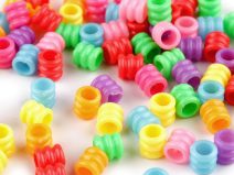 Korálky plastové k navlékání 6x 500ks pastelové barvy v krabičce