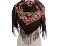 Šátek folklórní květy a třásněmi 105x105 cm