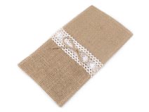 Jutová kapsa na příbory s krajkou 11x20 cm 2 ks