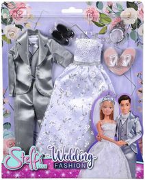 SIMBA Set Šaty a oblek svatební pro panenku Steffi Love a ženicha