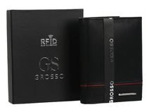 GROSSO Kožená pánská peněženka černá-červená RFID v krabičce