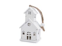 Dekorace dřevěný domeček svítící k zavěšení
