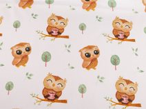 Bavlněná látka / plátno sovy METRÁŽ