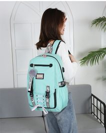 Velký fialový studentský designový batoh pro dívky, USB port