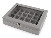 Šperkovnice se skleněným průhledem sametová 15x20x5 cm