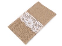 Jutová kapsa na příbory s krajkou 11x20 cm 2 ks