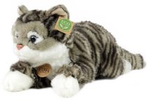 PLYŠ Kočka 42cm šedá mourovatá ležící Eco-Friendly *PLYŠOVÉ HRAČKY*