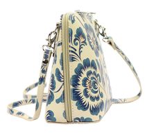 Kožená malá dámská crossbody kabelka s motivem květin