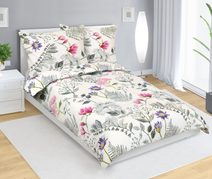 Povlečení bavlněné Šedá,Smetanová,Růžová 90/198