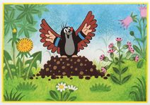 Pokladnička Krtek válec se zámkem plech 9x11cm v sáčku