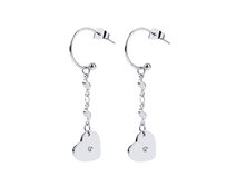 Náušnice z nerezové oceli srdce s broušenými kamínky