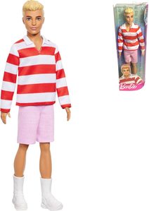 MATTEL BRB Barbie Fashionistas panák Ken červenobílé pruhované triko