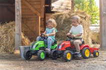 FALK Set baby traktor Super Charger šlapací Zelený vozítko s valníkem