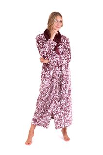 Flora Mauve Wine - Dámský Župan s Límcem - Model 25 56 4803