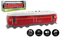 Lokomotiva/Vlak červená plast 34cm na baterie se zvukem se světlem v krabičce 41x16x12cm