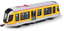 Tramvaj žlutá kovová MHD Městská hromadná doprava zpětný chod